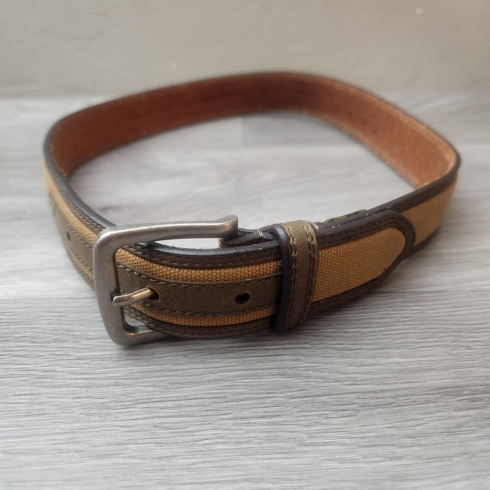 John Deere Canvas Leather Belt Brown Tan‎ Size 26 Workwear